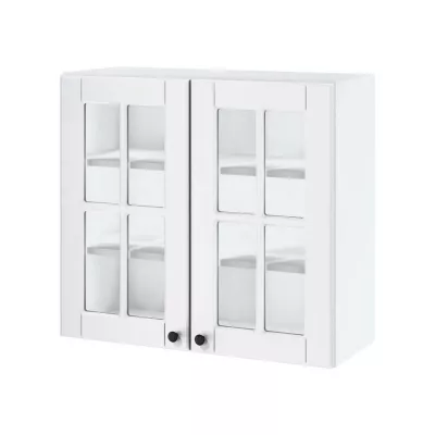 Zweitüriger Glasschrank LESJA - Breite 80 cm, weiß