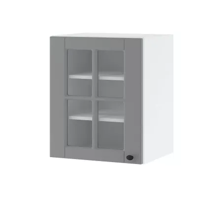 Eintürige Vitrine LESJA - Breite 60 cm, grau/weiß