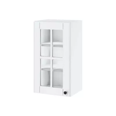 Eintürige Vitrine LESJA - Breite 40 cm, weiß