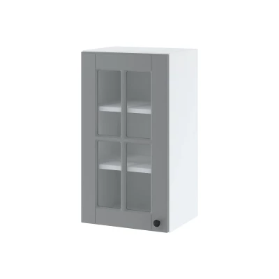 Eintürige Vitrine LESJA - Breite 40 cm, grau/weiß