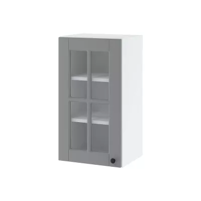 Eintürige Vitrine LESJA - Breite 40 cm, grau/weiß