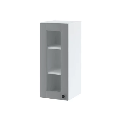 Eintürige Vitrine LESJA - Breite 30 cm, grau/weiß