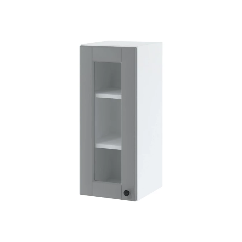 Eintürige Vitrine LESJA - Breite 30 cm, grau/weiß