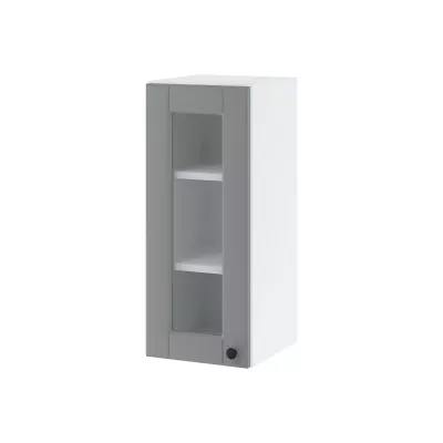 Eintürige Vitrine LESJA - Breite 30 cm, grau/weiß