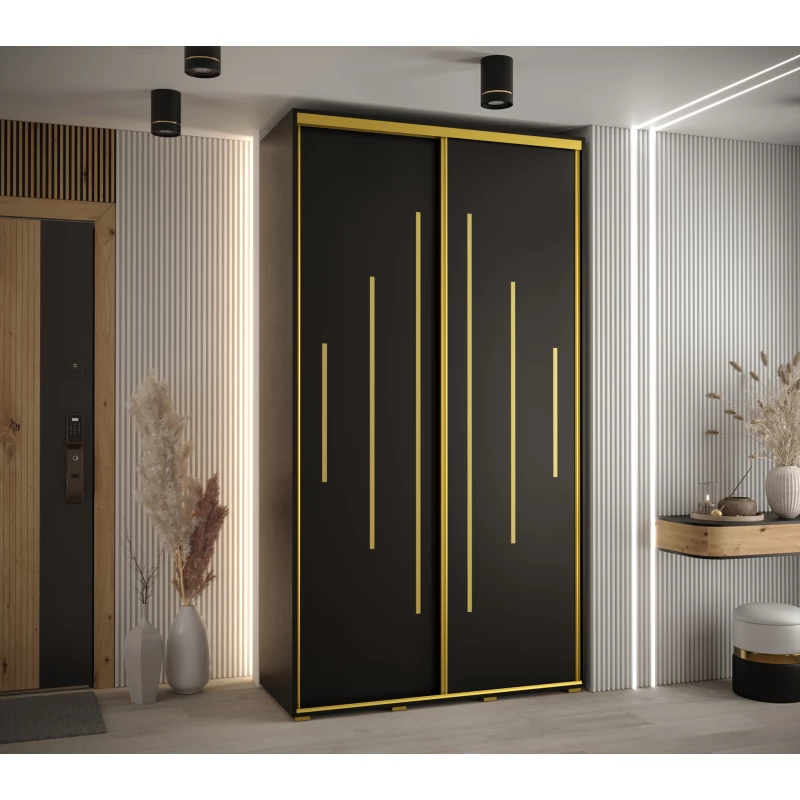 Kleiderschrank ASIRI 12 - 140/60 cm, schwarz/gold