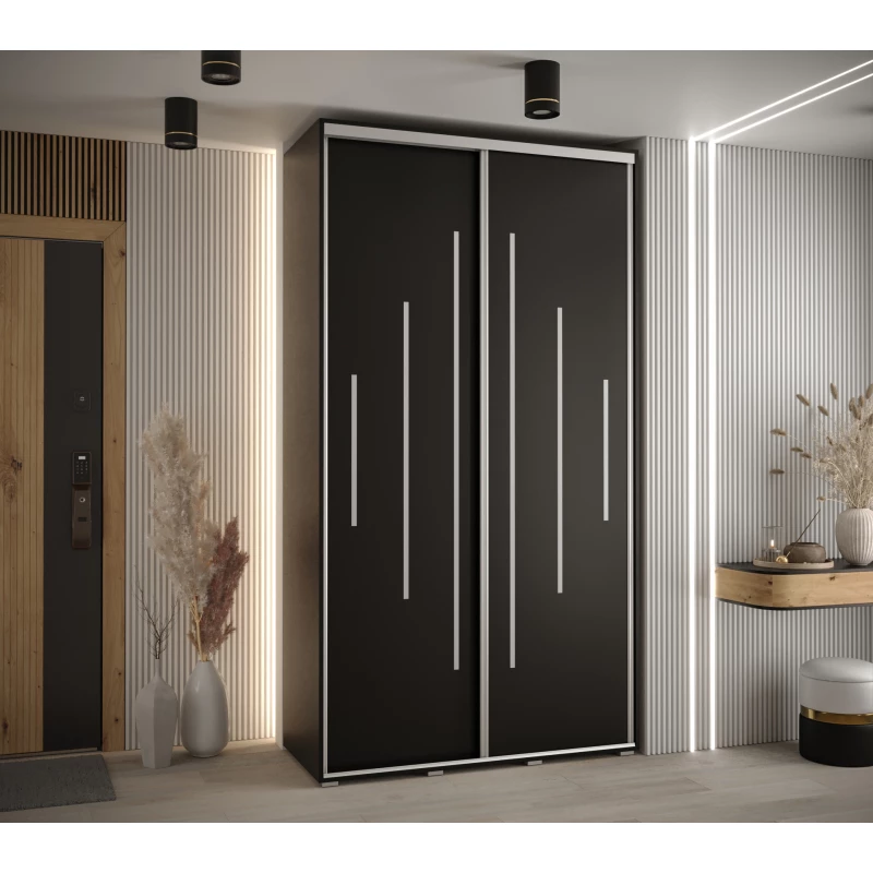 Kleiderschrank ASIRI 12 - 140/60 cm, schwarz/silber