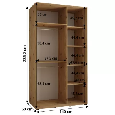 Kleiderschrank ASIRI 12 - 140/60 cm, schwarz/silber