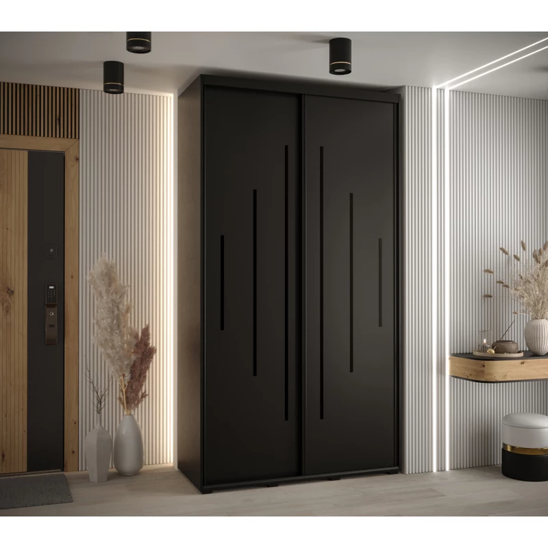 Kleiderschrank ASIRI 12 - 140/60 cm, schwarz / schwarz