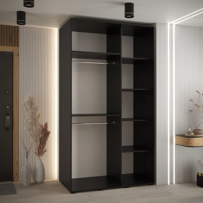 Kleiderschrank ASIRI 12 - 140/60 cm, schwarz / schwarz
