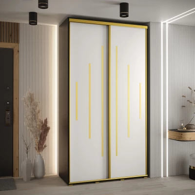 Kleiderschrank ASIRI 12 - 140/60 cm, schwarz/weiß/gold