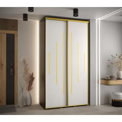 Kleiderschrank ASIRI 12 - 140/60 cm, schwarz/weiß/gold