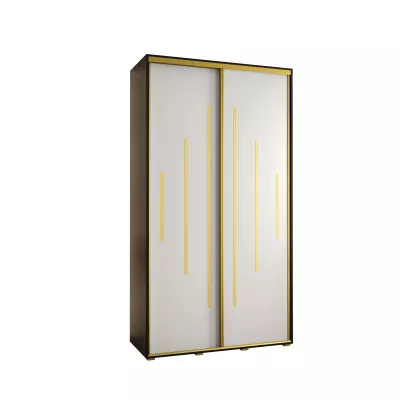 Kleiderschrank ASIRI 12 - 140/60 cm, schwarz/weiß/gold
