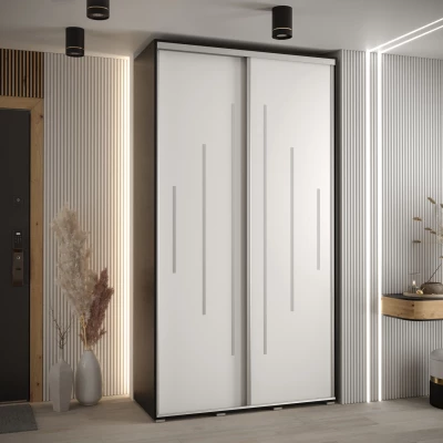 Kleiderschrank ASIRI 12 - 140/60 cm, schwarz/weiß/silber