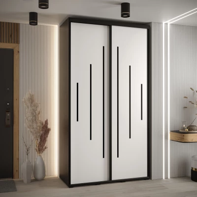 Kleiderschrank ASIRI 12 - 140/60 cm, schwarz / weiß / schwarz