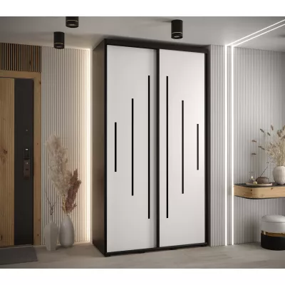 Kleiderschrank ASIRI 12 - 140/60 cm, schwarz / weiß / schwarz