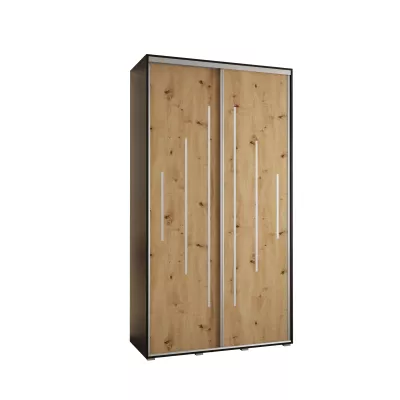 Kleiderschrank ASIRI 12 - 140/60 cm, Schwarz / Artisan-Eiche / Silber