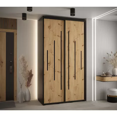 Kleiderschrank ASIRI 12 - 140/60 cm, schwarz / Eiche handwerklich / schwarz