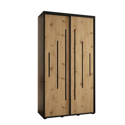 Kleiderschrank ASIRI 12 - 140/60 cm, schwarz / Eiche handwerklich / schwarz