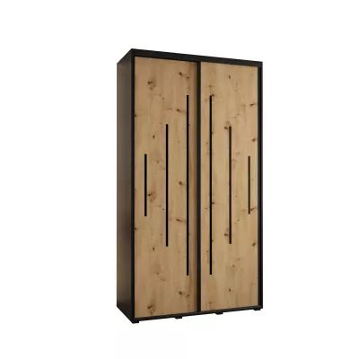 Kleiderschrank ASIRI 12 - 140/60 cm, schwarz / Eiche handwerklich / schwarz