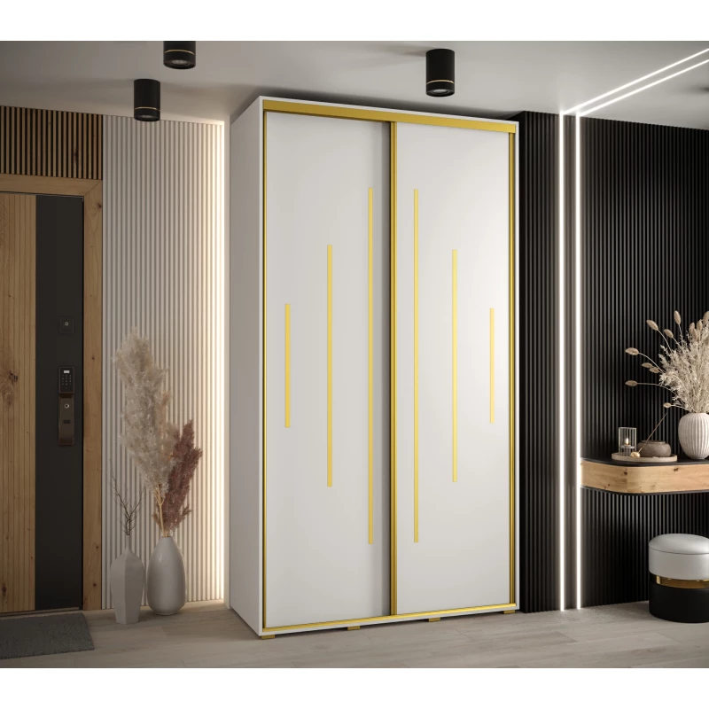 Kleiderschrank ASIRI 12 - 140/60 cm, weiß/gold