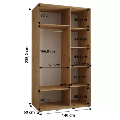 Kleiderschrank ASIRI 12 - 140/60 cm, weiß/silber