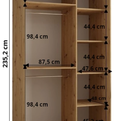 Kleiderschrank ASIRI 12 - 140/60 cm, weiß/silber