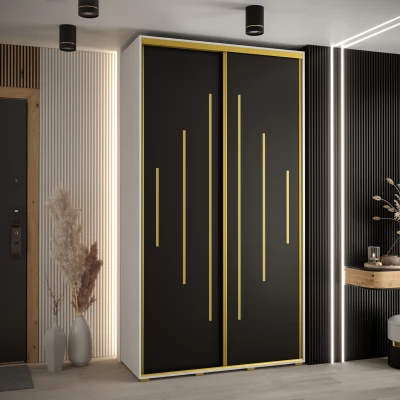 Kleiderschrank ASIRI 12 - 140/60 cm, weiß/schwarz/gold