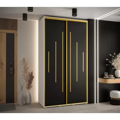 Kleiderschrank ASIRI 12 - 140/60 cm, weiß/schwarz/gold