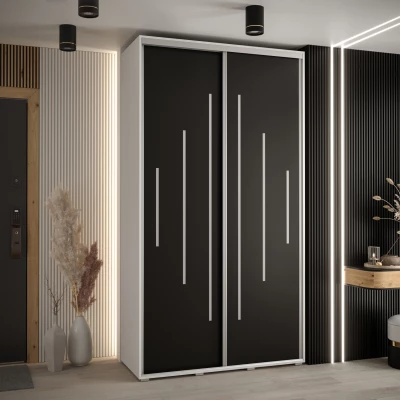Kleiderschrank ASIRI 12 - 140/60 cm, weiß/schwarz/silber