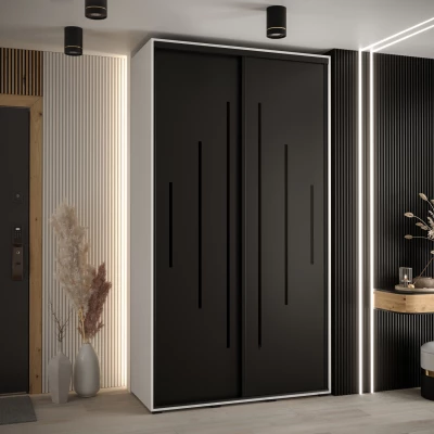 Kleiderschrank ASIRI 12 - 140/60 cm, weiß/schwarz/schwarz