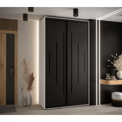 Kleiderschrank ASIRI 12 - 140/60 cm, weiß/schwarz/schwarz