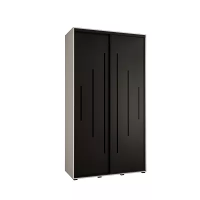 Kleiderschrank ASIRI 12 - 140/60 cm, weiß/schwarz/schwarz
