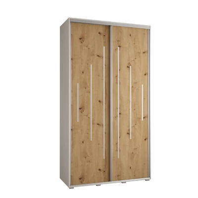Kleiderschrank ASIRI 12 - 140/60 cm, Weiß / Artisan-Eiche / Silber