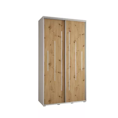 Kleiderschrank ASIRI 12 - 140/60 cm, Weiß / Artisan-Eiche / Silber