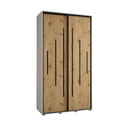 Kleiderschrank ASIRI 12 - 140/60 cm, weiß / Eiche handwerklich / schwarz