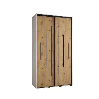 Kleiderschrank ASIRI 12 - 140/60 cm, weiß / Eiche handwerklich / schwarz