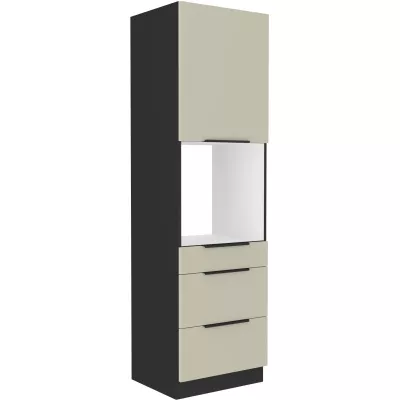 Einbau-Backofenschrank mit Schubladen AGAFIJA – Breite 60 cm, Kaschmir/Schwarz