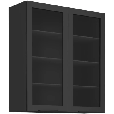 Glashochschrank AGAFIJA - Breite 80 cm, Kaschmir/Schwarz