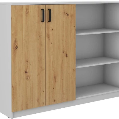 Hochschrank mit Regal MABAKA – grau/Artisan-Eiche