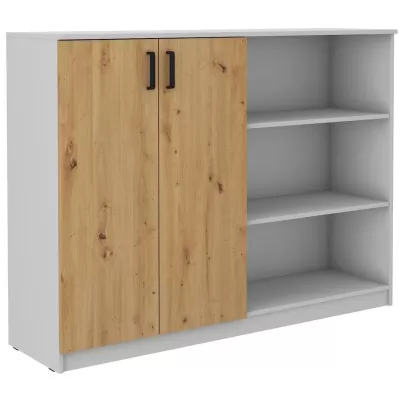 Hochschrank mit Regal MABAKA – grau/Artisan-Eiche