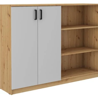 Hochschrank mit Regal MABAKA – Artisan Eiche/Grau