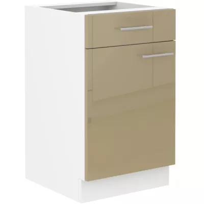 Unterschrank mit Schublade LAJLA – Breite 50 cm, Cappuccino/Weiß