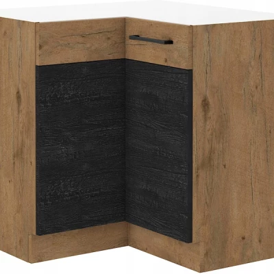 Unterer Eckschrank VANYA - 90x90 cm, dunkles Holz / Lancelot-Eiche