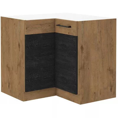 Unterer Eckschrank VANYA - 90x90 cm, dunkles Holz / Lancelot-Eiche