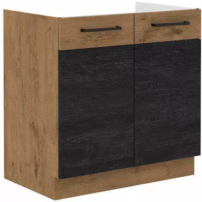VANYA Waschbeckenunterschrank - Breite 80 cm, dunkles Holz / Lancelot-Eiche