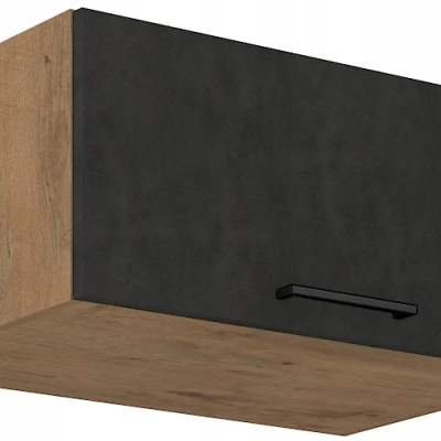 Tiefer Dunstabzugshaubenschrank VANYA - Breite 80 cm, dunkles Holz / Lancelot-Eiche