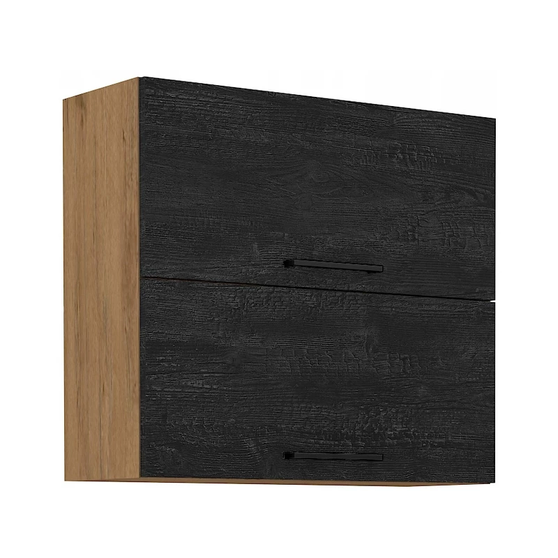 Oberschrank VANYA - Breite 80 cm, dunkles Holz / Lancelot-Eiche