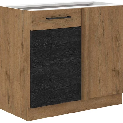 Erweiterter Eckschrank VANYA – 105 cm, dunkles Holz / Lancelot-Eiche