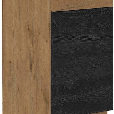 Unterer Einzeltürschrank VANYA - Breite 40 cm, dunkles Holz / Lancelot-Eiche