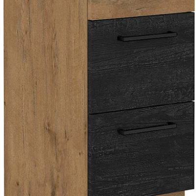 Küchenschrank mit Schubladen VANYA - Breite 40 cm, dunkles Holz / Lancelot-Eiche
